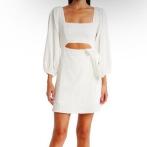 ASTR the label cutout wrap style puff sleeve dress pink medium NWT